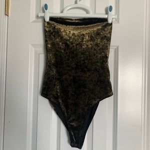 🤎🖤 Crushed Velvet Tube Top Bodysuit size Small